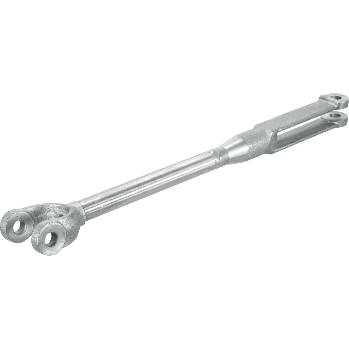 The Levelling Box Assembly - Fork Hole Ø 16mm- Fork Hole Ø 16mm - Min. Length:515mm | Sparex Part No.S.40968 by Sparex is a metal mechanical component with two cylindrical rods and attachment points at each end, often used in Ford / New Holland automotive applications.