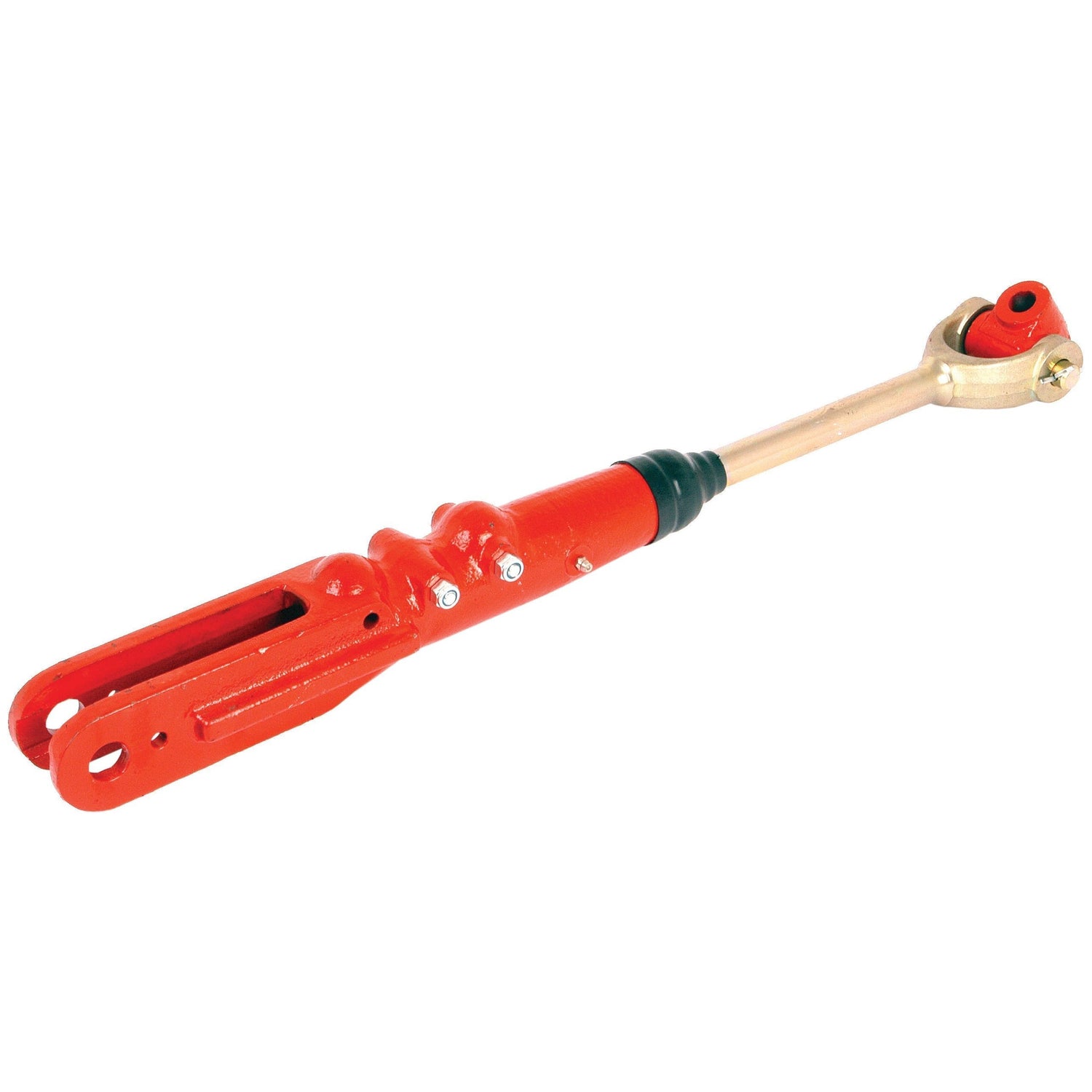 The Sparex Levelling Box Assembly, with a knuckle diameter of 16.5mm and fork hole diameter of 19mm, features red adjustable linkage and end fittings. It is typically used in mechanical or agricultural equipment and has a minimum length of 575mm with a 7/8 UNC thread. (Sparex Part No.S.74536)