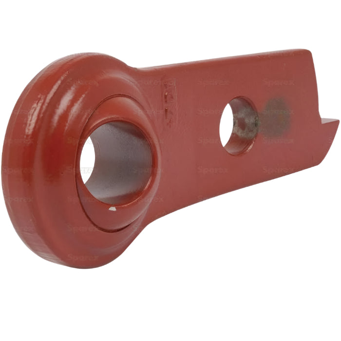 A red metal tractor part with a round opening on one end and a hole near the other end. Text in the corner reads "Massey Ferguson Tractor Parts." This product is listed as *SPECIAL PRICE* - Lower Link Weld On Ball End (Cat. 2) RH | Sparex Part No.S.60025 by JMCE DEALS.