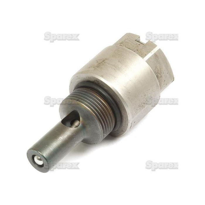 The Sparex Hydraulic Relief Valve (Sparex Part No. S.42240) is a metallic cylindrical mechanical component featuring both threaded and smooth sections, with a hole near the tip, specifically designed for use in HI-FLO systems.