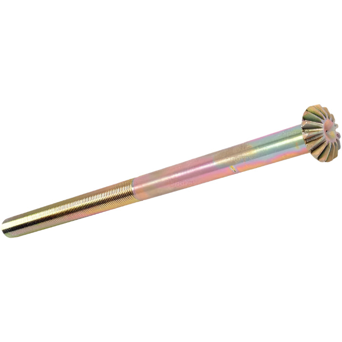 The Sparex Levelling Box Shaft - 3/4 UNC with Splines 15 (Sparex Part No. S.237) is depicted against a plain background, highlighting its unique flower-shaped head and precise thread length for accurate and reliable use.