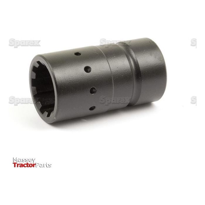 A black metal transmission coupling accessory featuring multiple holes and a grooved interior, labeled "Transmission Coupling | Sparex Part No. S.40812," from the brand Sparex.