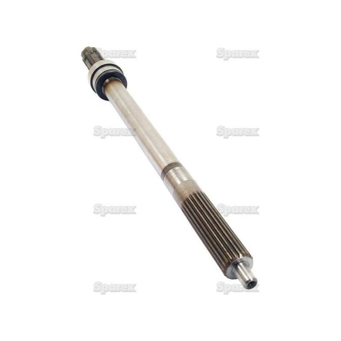 A Transmission PTO Output Shaft, marked with "Sparex" branding and suitable for Massey Ferguson models, featuring a cylindrical body and grooved sections. The product is Sparex Part No. S.40796.