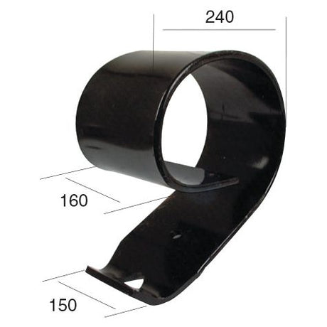 The Sparex Spring 150x10mm (Sparex Part No. S.77765) is an ideal replacement for Frost units, featuring a black metal clip with curled ends. Dimensions: length 240 mm, width 160 mm, height 150 mm.