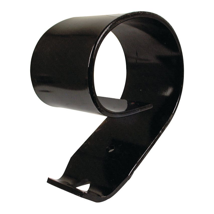 A black metal bracket with a cylindrical clip and a flat base, ideal as a Sparex replacement part number S.77765 for Frost equipment (05000002).