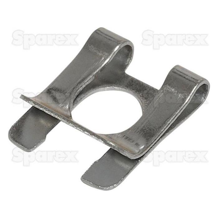 The Sparex Spring Clip (SL8), part number S.52330, is a metal clip with a central hole and flared edges designed to secure components, making it perfect for SL8 models or other Sparex parts.