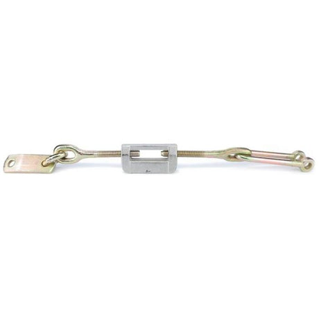 The AGCO Massey Ferguson Stabiliser 6210244M91, featuring threaded rods and hook ends for adjusting tension or length in cables, rods, and similar systems, is essential for Massey Ferguson tractor parts in the 200 Series.