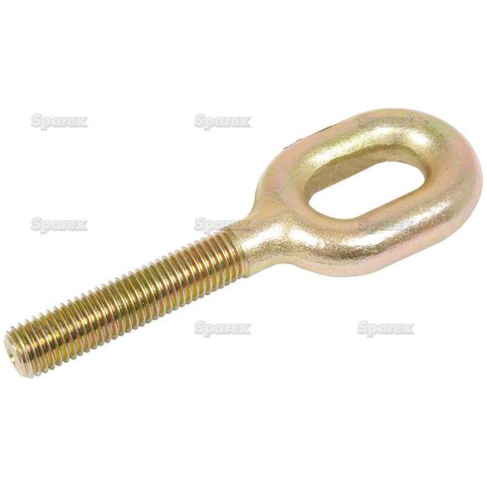 Close-up of the Stabiliser Eye Bolt - 3/4'' UNC - LH, a gold-colored metal eye bolt with a threaded shaft and a rounded eyelet, commonly used in Sparex components for Massey Ferguson and Landini equipment (Sparex Part No.S.41054).