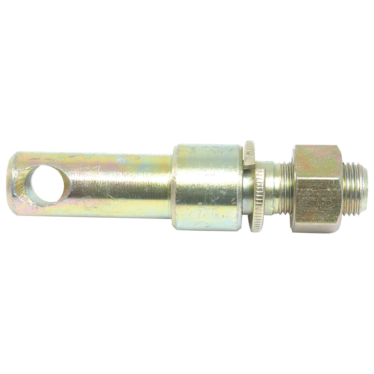 Sparex Metal Stabiliser Pin 19x103mm with hole, hex nut, and threaded connections. Pin Ø 19mm. Suitable for David Brown K915136 models and features a thread size of 5/8'' UNF (25.4mm). Sparex Part No.S.460.