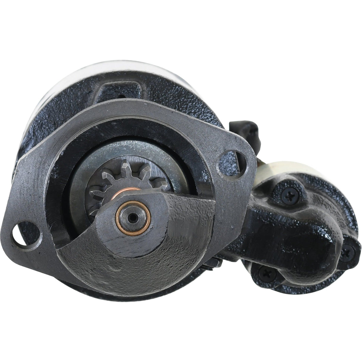 A close-up of the 12V, 2.7Kw Starter Motor (Sparex Part No.S.361851) with a prominent gear, showcasing the intricate details and precision of this essential Sparex component.