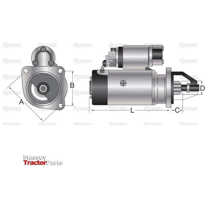 Starter Motor - 12V, 4.2Kw (Sparex)
 - S.150764 - Farming Parts