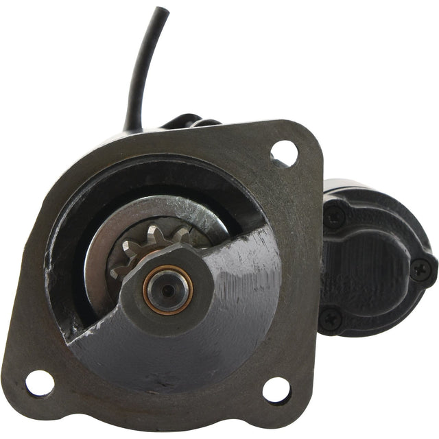 Close-up view of a 12V, 4.2Kw Starter Motor (Sparex Part No.S.150761), featuring several circular parts and a protruding gear, designed for use in Massey Ferguson engines or motors.