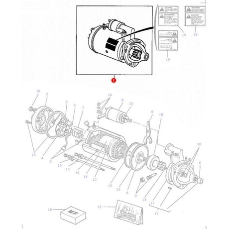 Starter Motor - 3931421M91 - Massey Tractor Parts