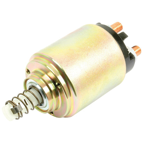 A Sparex Starter Solenoid (Sparex Part No. S.36123) featuring a metallic finish, with a spring and two copper terminals.