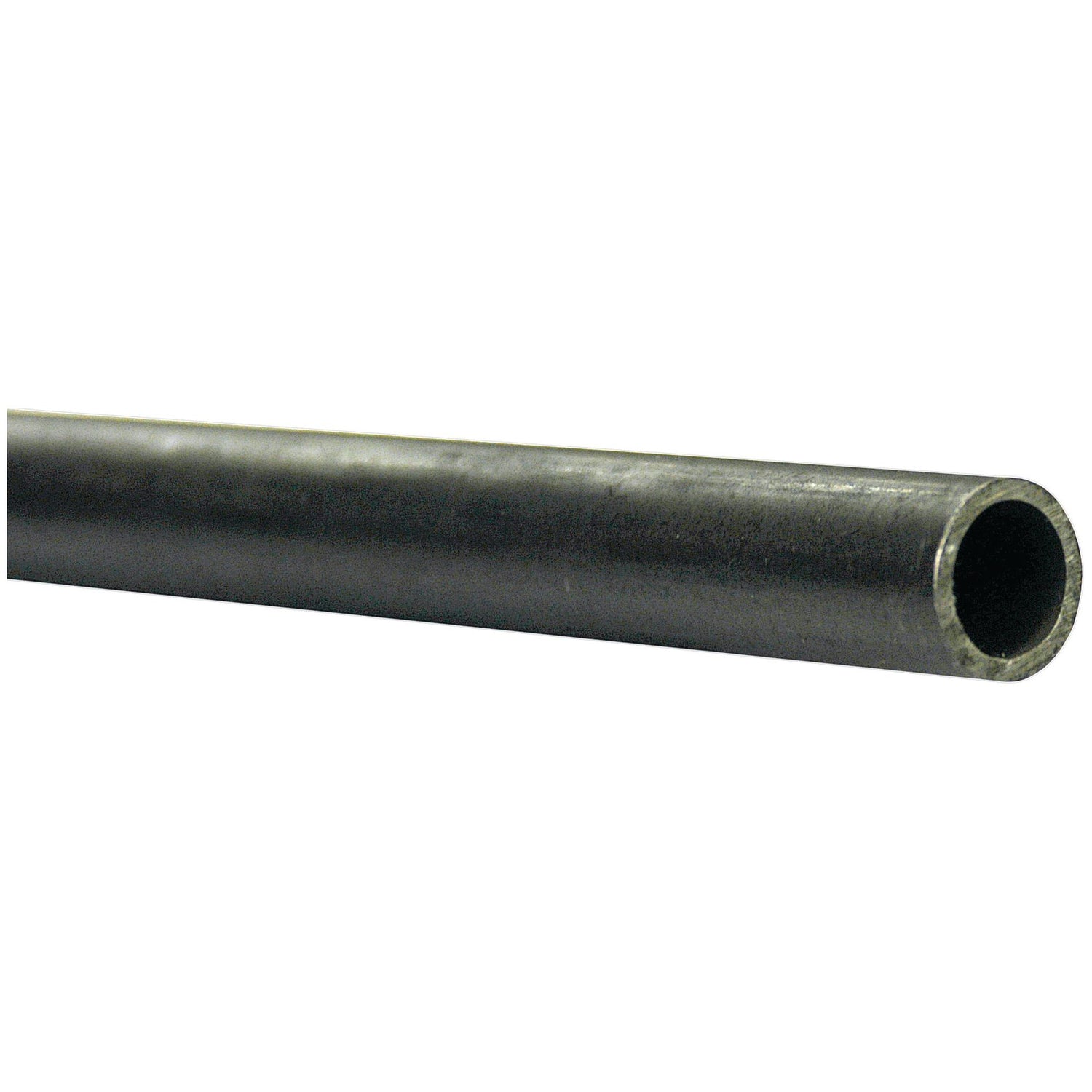 A close-up view of the Sparex Steel Hydraulic Pipe (18L) 18mm x 2mm, Black, 3m with a hollow circular cross-section. Part No.S.34005.