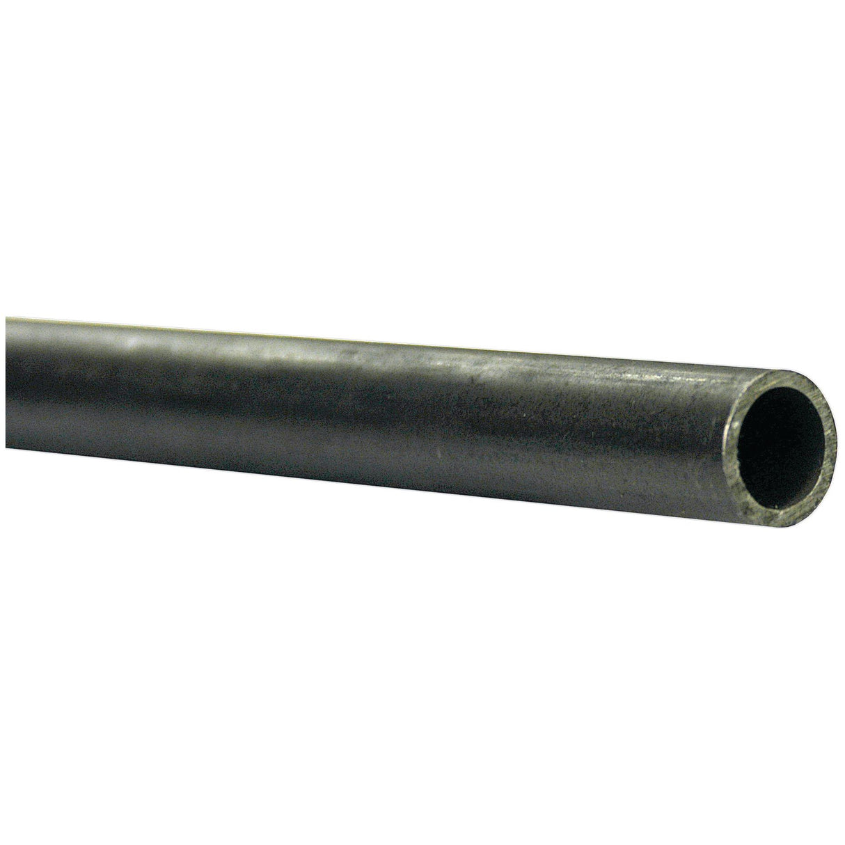 A close-up view of the Sparex Steel Hydraulic Pipe (18L) 18mm x 2mm, Black, 3m with a hollow circular cross-section. Part No.S.34005.