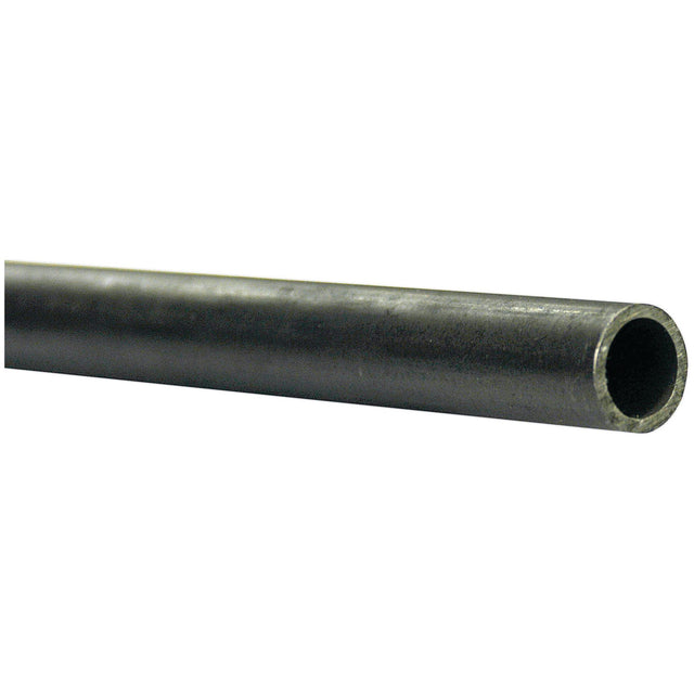 A close-up view of the Sparex Steel Hydraulic Pipe (18L) 18mm x 2mm, Black, 3m with a hollow circular cross-section. Part No.S.34005.