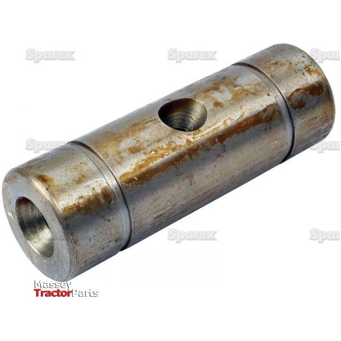 A sturdy cylindrical metal pin with threaded holes, identified as the Steering Arm Pin (Sparex Part No. S.61973) and used as a crucial tractor part, is pictured against a white background. The logos for "Massey Tractor Parts" and "Sparex" are faintly visible on the image. This essential component, similar to king pin steering arm parts found in Allis Chalmers machinery, ensures precision steering control.
