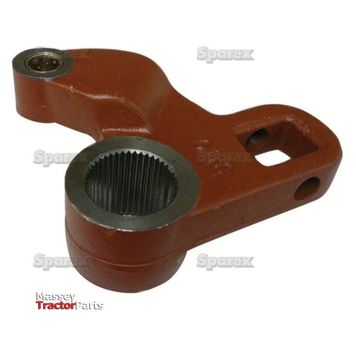 A red, metal tractor part featured against a plain white background appears to be the Steering Arm (2WD) with 41 splines and gears, identified by Sparex Part No. S.60142. The image includes faint text watermarks reading "Sparex" and "Massey Tractor Parts.