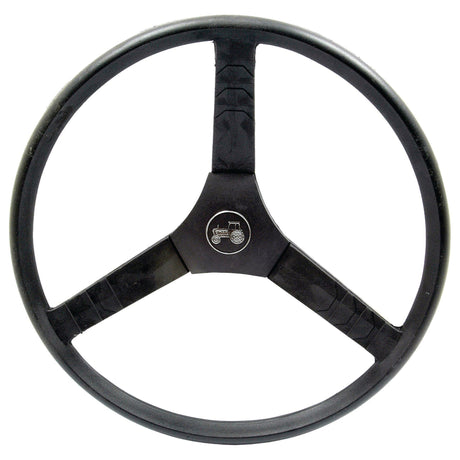 A black Sparex Steering Wheel (Part No. S.61109) with a three-spoke design, fine spline configuration, and a tractor emblem at the center, measuring 430mm.