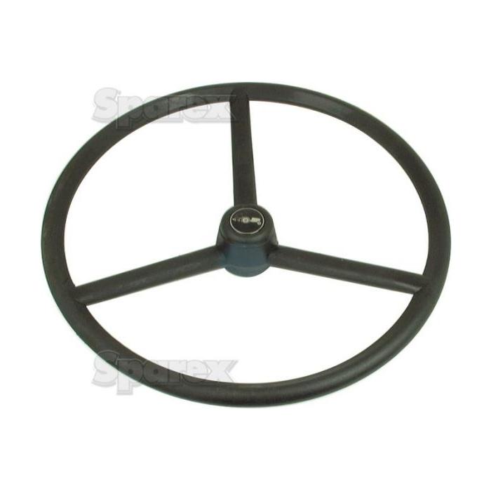 A 450mm, black, three-spoke steering wheel with a central hub, labeled with the brand name Sparex, part number S.61468, compatible with Ford New Holland.
