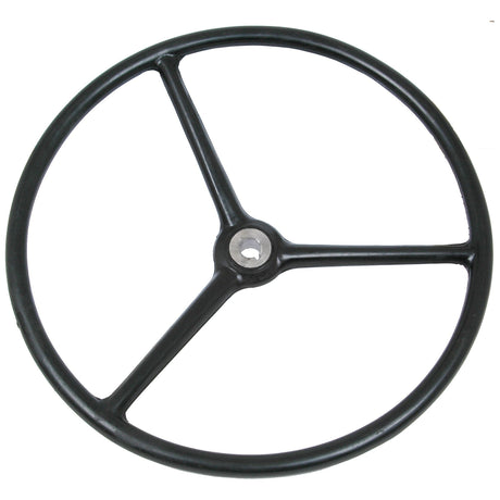 Introducing the Sparex Steering Wheel, Keyway (Sparex Part No. S.70744): a black steering wheel featuring three tapered spokes and a central mounting hole.