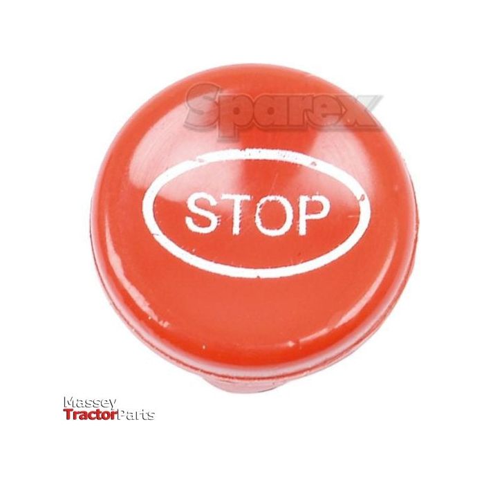The Stop Control Knob (Sparex Part No. S.41558) is an essential safety feature for machinery, prominently showing the word "STOP" in white text on a red button with faint branding from Sparex in the background.