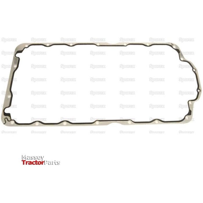 A Sparex Sump Gasket (1104, 1104DE44T, 1104DE44TA, 1104D44, A4.236, A4.248) | Sparex Part No.S.111810 for a Perkins engine is displayed on a white background with the "Massey Tractor Parts" logo in the bottom left corner.