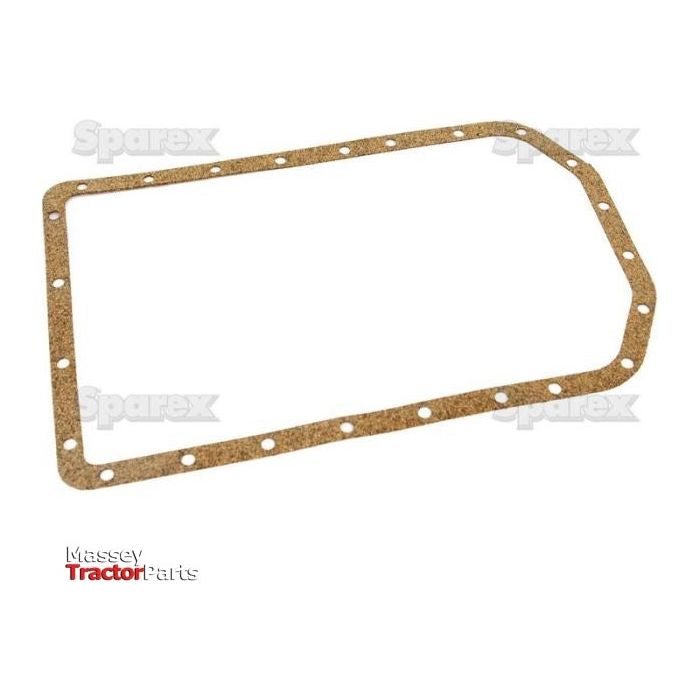 A rectangular cork sump gasket with multiple holes along the edges against a white background, branded with Sparex logos and labeled as Sump Gasket - 3 Cyl. (3.152D, 3.164D, 3.179D, 3.179T, 6.329D, 6.359D) | Sparex Part No.S.58859.
