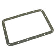 The Sparex Sump Gasket - 3 Cyl. (AD3.49, AD3.55) | Part No.S.57566 is a rectangular green gasket with rounded corners and evenly spaced holes around the perimeter, designed for sealing purposes in 3-cylinder David Brown mechanical applications.