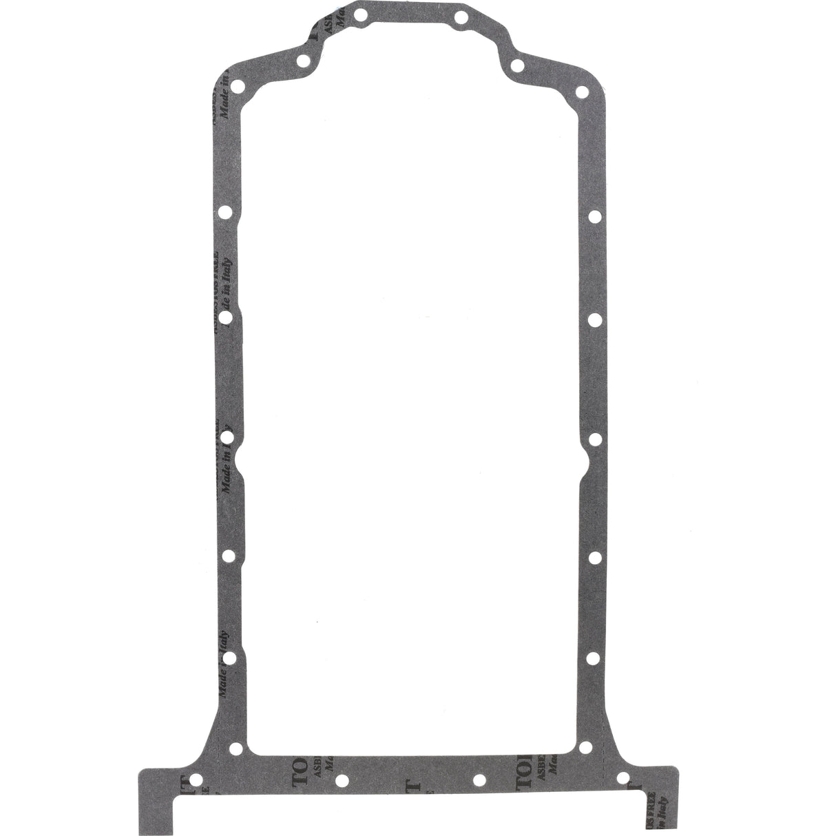 The Sparex Sump Gasket - 4 Cyl. (Sparex Part No.S.30012) is a rectangular gasket made from Toranit 413, equipped with multiple bolt holes along the edges, and specifically designed for sealing engine components in 4-cylinder engines.