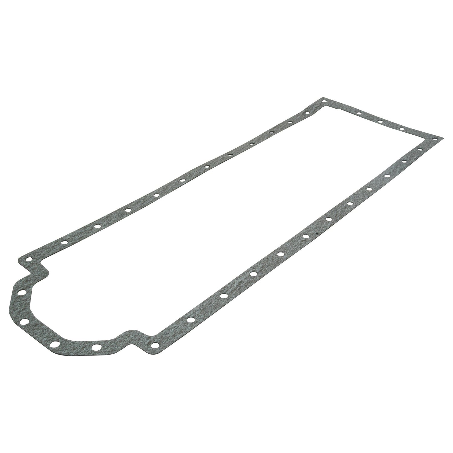The Sparex Sump Gasket - 6 Cyl. (D310, D358, DT358, DT402) | Sparex Part No.S.57698 is a rectangular gasket featuring multiple bolt holes along its edge, designed specifically for sealing the joint between the oil pan and engine block of an International Harvester IHCase Engine.