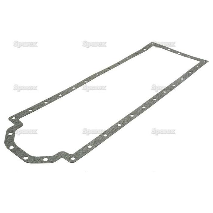 Image of the Sparex Sump Gasket - 6 Cyl. (D310, D358, DT358, DT402), Part No.S.57698, featuring multiple bolt holes around its perimeter. This gasket is typically used for sealing parts in IHCase engines or machinery and appears to be made from a dark, flexible material.