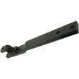 The Swinging Drawbar with Clevis from Sparex, measuring 845mm in overall length with a section of 35x90mm, features a hook on one end and three mounting holes with precise hole centers on the other, making it compatible with Massey Ferguson equipment (Sparex Part No. S.71126).