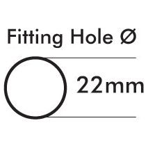 Diagram showing a fitting hole with a diameter of 22 millimeters, ideal for incorporating the Switch (Waterproof) by Sparex, Part No. S.3046.