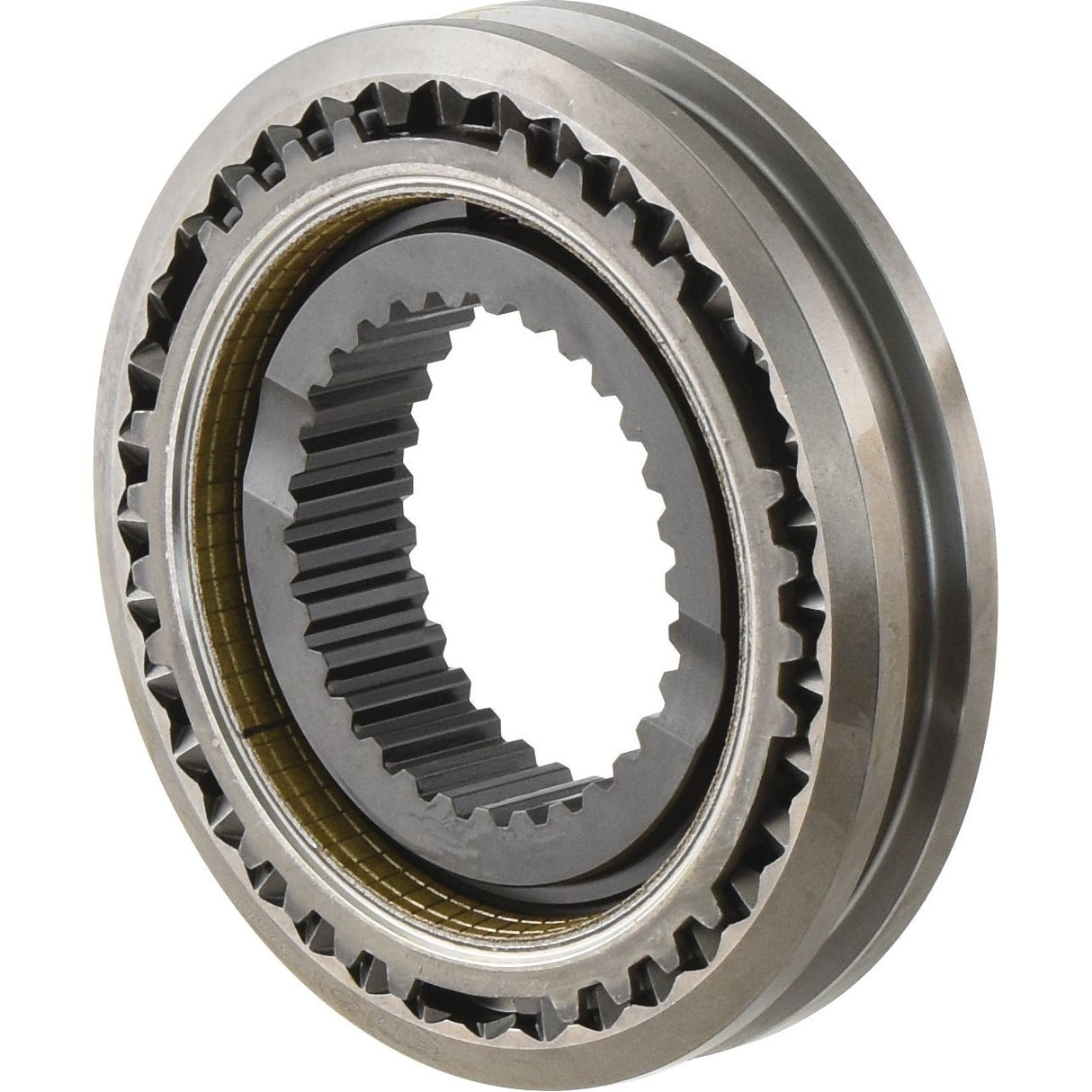 Close-up image of a Synchro Assembly (Sparex Part No. S.59303) with multiple interlocking teeth and a central hole for fitting onto a shaft, by Sparex.