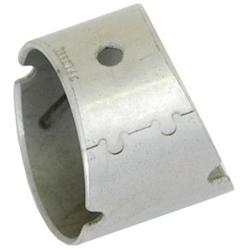 The Tapered Small End Bush (ID: 46.8mm) from Sparex, featuring a partially cylindrical shape, a small hole, and indentations along one edge, is suitable for use in New Holland machinery. The Sparex Part Number is S.30076.