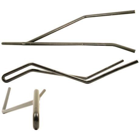 Three intricately bent Tedder haytines of varying shapes and sizes, laid out against a plain white background, evoke the precision of Sparex's design ethos.