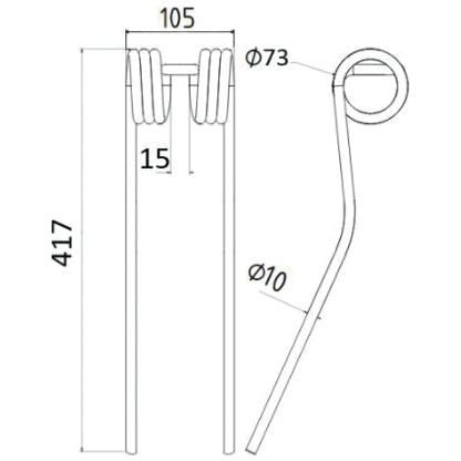 Tedder haytine- Length:417mm, Width:105mm,⌀10mm - Replacement for Krone
 - S.132534 - Farming Parts
