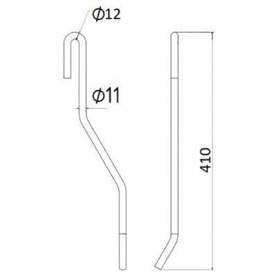 Tedder haytine - RH -  Length:420mm, Width:mm,⌀11mm - Replacement for Vicon
 - S.77907 - Massey Tractor Parts