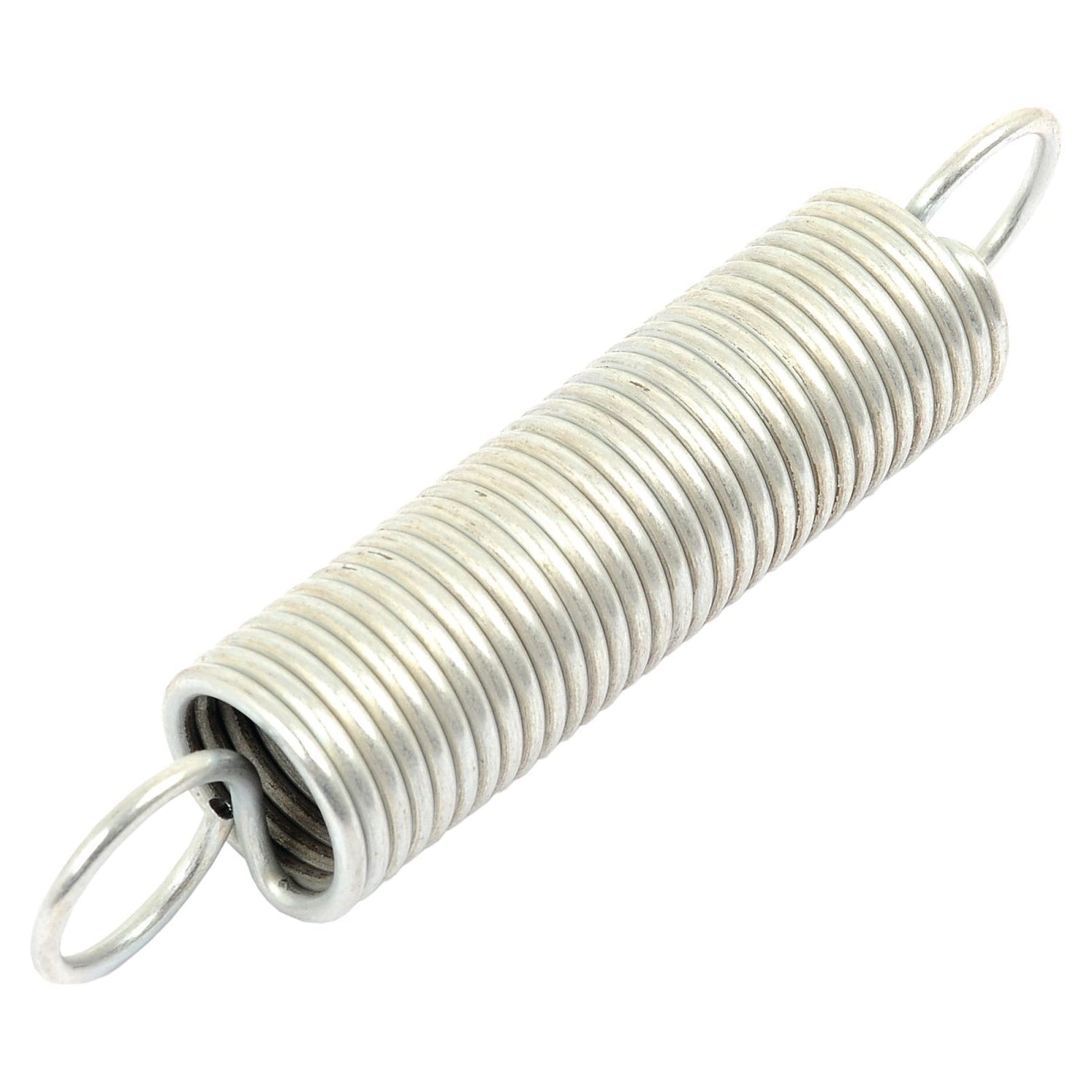 Close-up of a Sparex Tension Spring (Sparex Part No. S.24850) with loops at both ends, isolated on a white background. The spring has a diameter of 27mm and is made from wire with a diameter of 3mm, measuring 139mm in length.