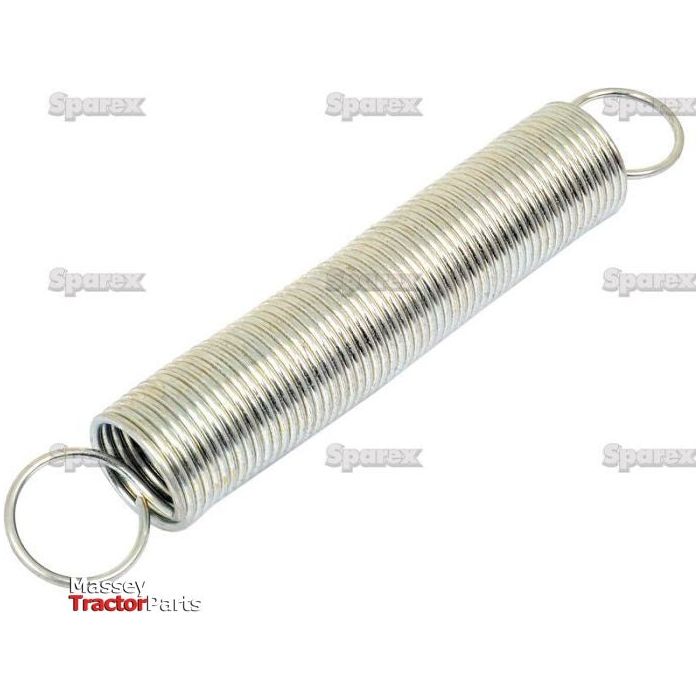 A Sparex Tension Spring (Sparex Part No. S.24855) with a diameter of 29mm, wire thickness of 2.3mm, and length of 190mm, featuring circular loops at both ends. The image background includes watermark text and logos.