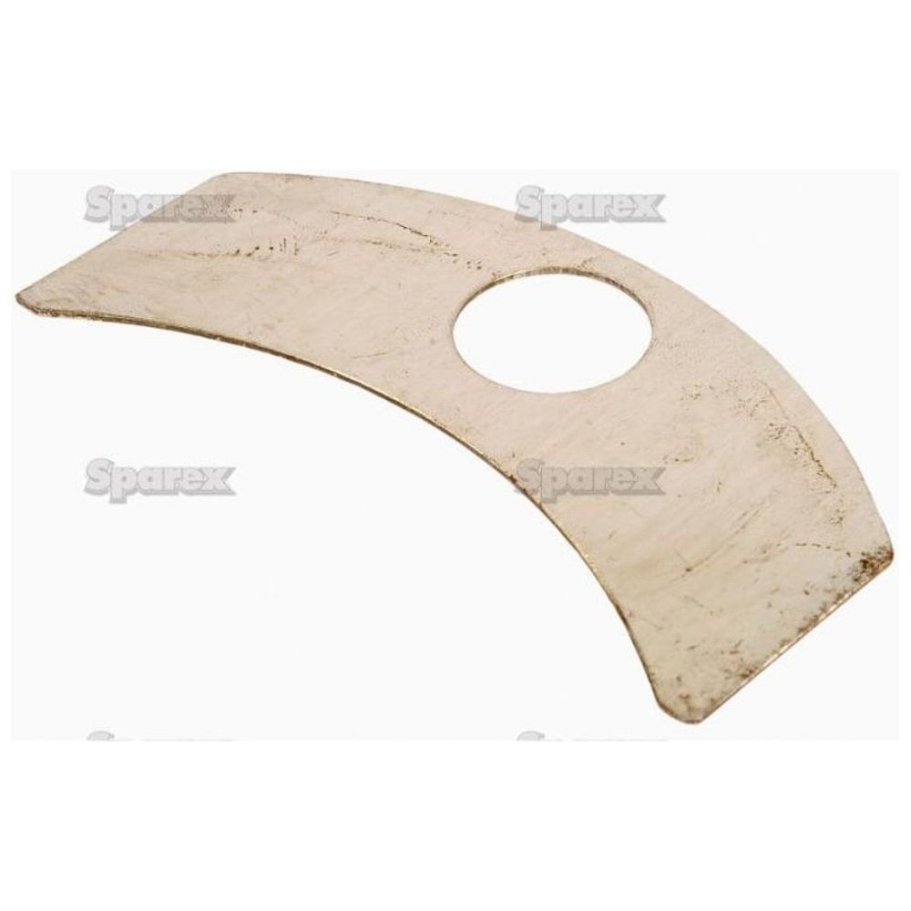 A curved metal thrust washer with a large central hole, set against a white background featuring the Sparex logo faintly in multiple spots. This product is identified as Thrust Washer, Sparex Part No.S.5595.