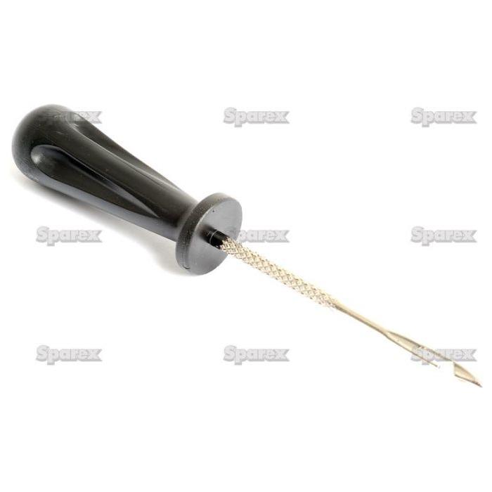 The Sparex Insert Tool Truck Tubeless, Part No. S.31595, features a black handle with a metal pointed, spiral rod designed for heavy-duty tire repair or nail hole repair on tubeless tires.