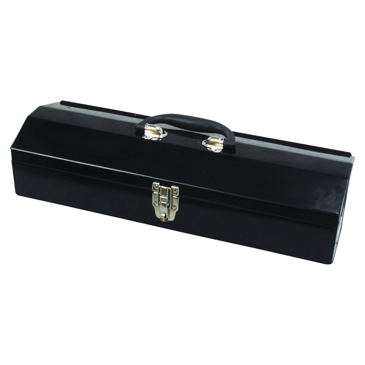 A closed Steel Tool Box by Sparex (S.27300) in black, featuring a handle and latch.