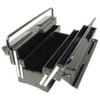 A Sparex black steel toolbox (Tool Box | Sparex Part No. S.27392) featuring multiple compartments and cantilever extendable trays, displayed in an open position.