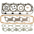 A Top Gasket Set for a Ford engine, including various automotive gaskets and seals, is laid out on a white background. The set features circular and rectangular pieces typically used in engine assembly and repairs. Model Sparex S.65296 ensures compatibility for precise fits.
Product Data: