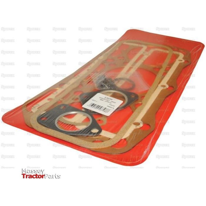 A Top Gasket Set (BM1113, BM1113-A) under the brand name Sparex, with Sparex Part No. S.58798, packaged in plastic and displayed against a red background with the text "Massey Tractor Parts" at the bottom.