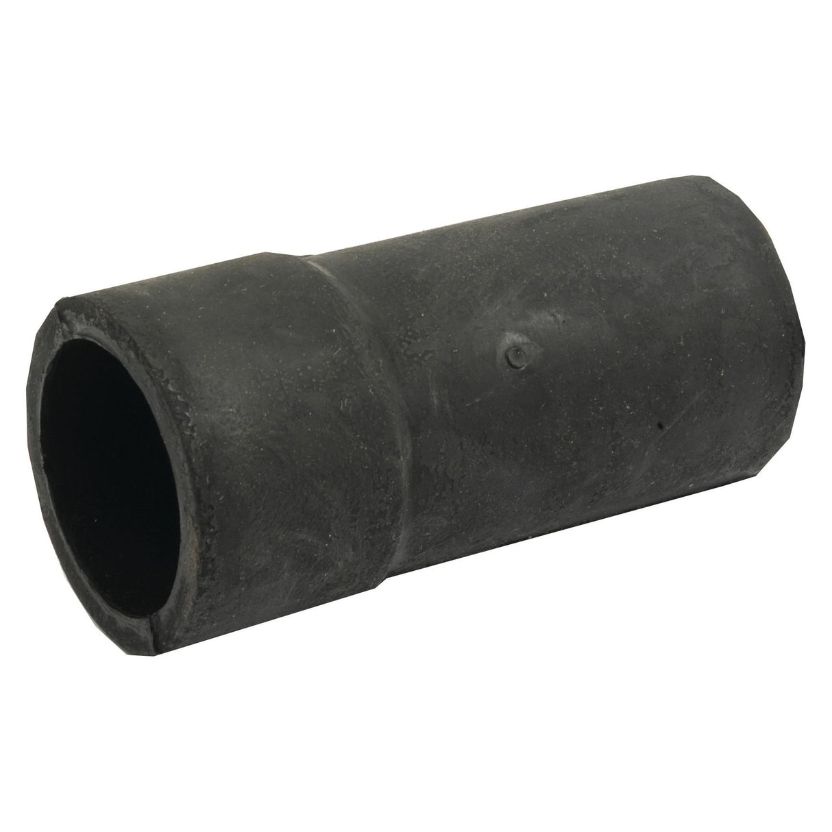 A black rubber Top Hose with an inner diameter of 32mm at the smaller end and 36mm at the larger end, featuring a slightly tapered middle section, designed for use with pipes or hoses and secured with a Zetor hose clip (Sparex Part No. S.64796).