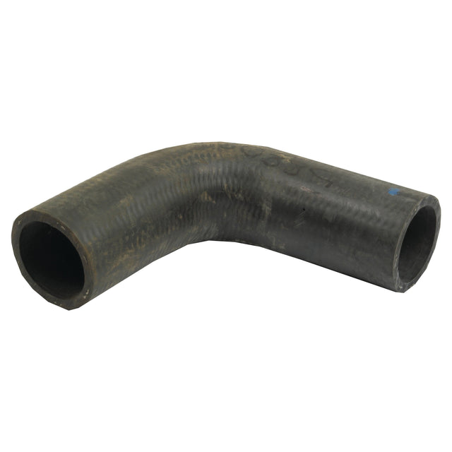 A bent rubber hose with a ridged texture, perfect for John Deere machinery. Introducing the Sparex Top Hose (Part No. S.58802), featuring an inner diameter of 38mm at both the smaller and bigger ends.